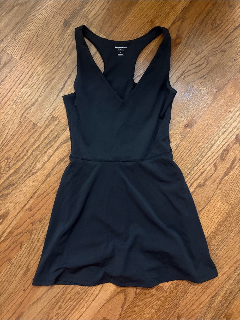 Reformation Black V-Neck Racerback Mini Dress